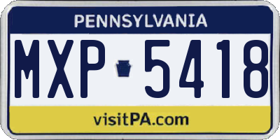 PA license plate MXP5418