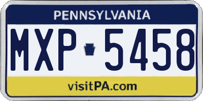 PA license plate MXP5458