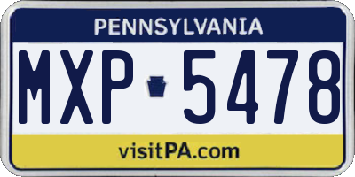 PA license plate MXP5478