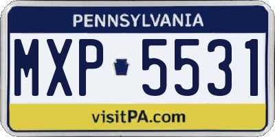 PA license plate MXP5531