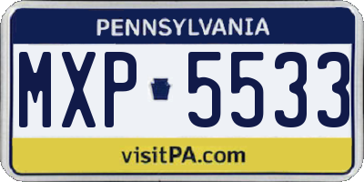 PA license plate MXP5533