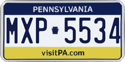 PA license plate MXP5534