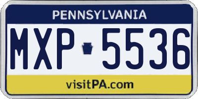 PA license plate MXP5536
