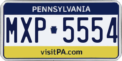 PA license plate MXP5554