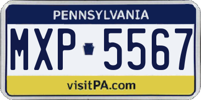 PA license plate MXP5567