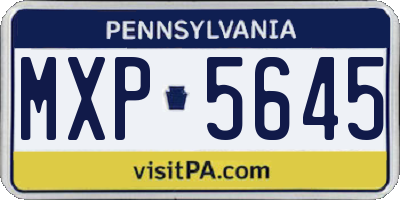 PA license plate MXP5645