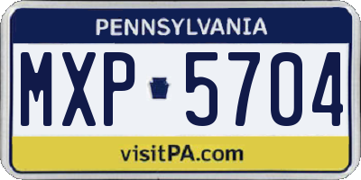 PA license plate MXP5704