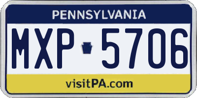 PA license plate MXP5706
