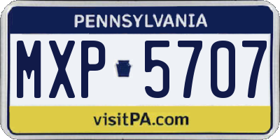 PA license plate MXP5707