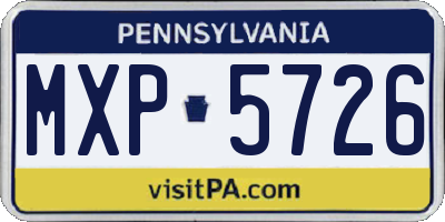PA license plate MXP5726