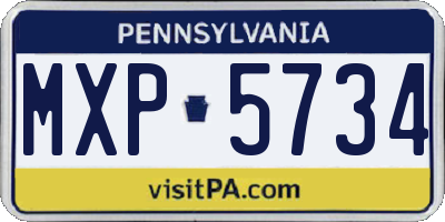 PA license plate MXP5734