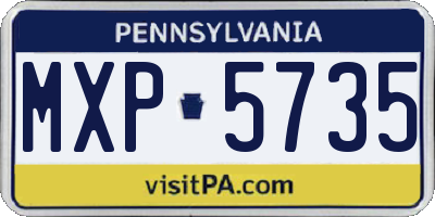 PA license plate MXP5735