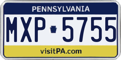 PA license plate MXP5755
