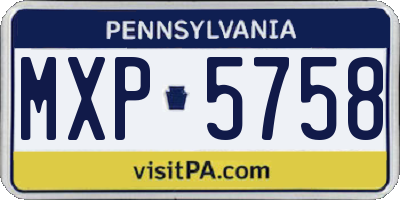 PA license plate MXP5758