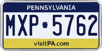 PA license plate MXP5762