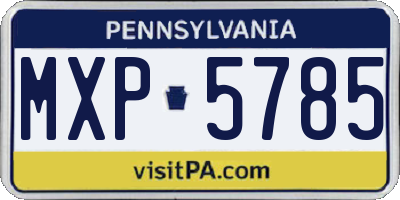 PA license plate MXP5785