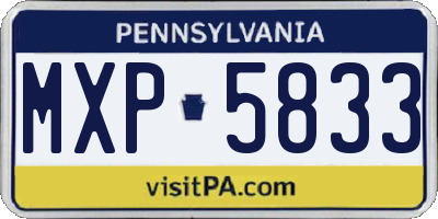PA license plate MXP5833