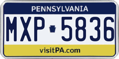 PA license plate MXP5836