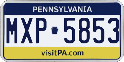 PA license plate MXP5853