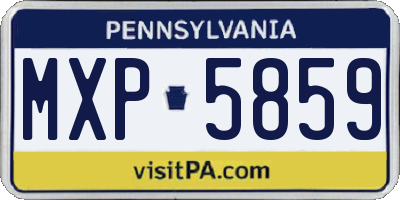 PA license plate MXP5859
