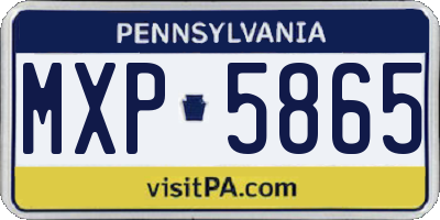 PA license plate MXP5865