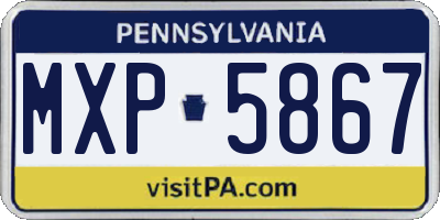PA license plate MXP5867