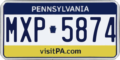 PA license plate MXP5874