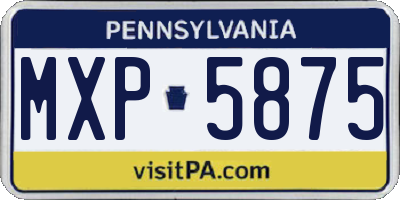 PA license plate MXP5875
