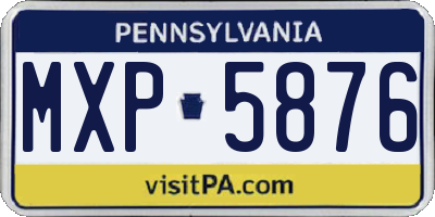 PA license plate MXP5876