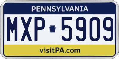 PA license plate MXP5909