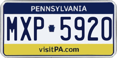 PA license plate MXP5920