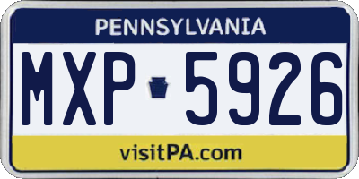 PA license plate MXP5926