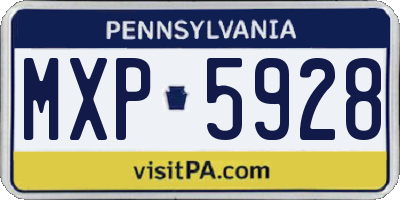 PA license plate MXP5928