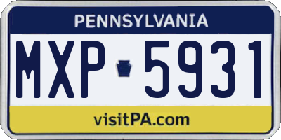 PA license plate MXP5931
