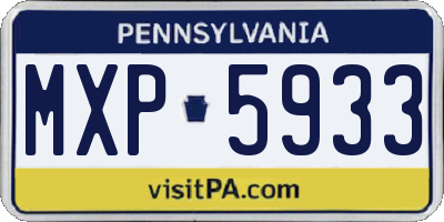 PA license plate MXP5933
