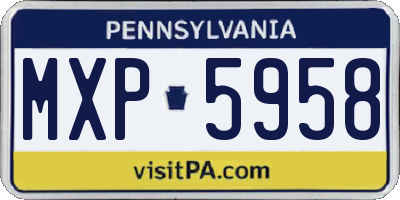 PA license plate MXP5958