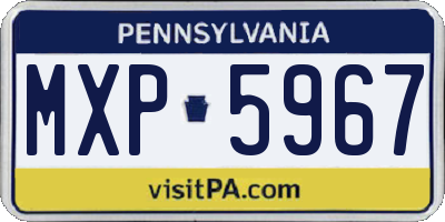 PA license plate MXP5967