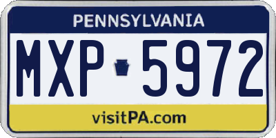 PA license plate MXP5972