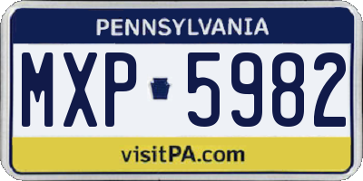PA license plate MXP5982