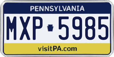PA license plate MXP5985