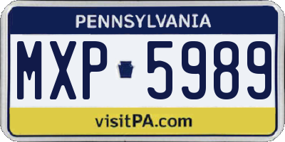 PA license plate MXP5989