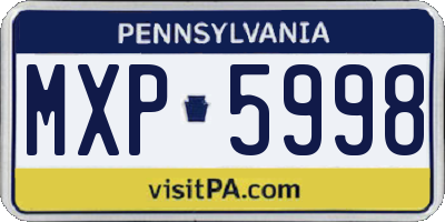 PA license plate MXP5998