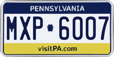 PA license plate MXP6007