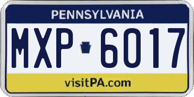 PA license plate MXP6017