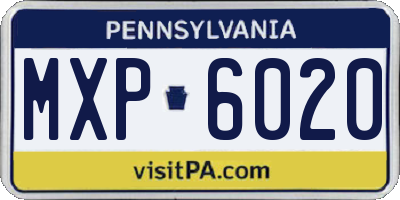 PA license plate MXP6020