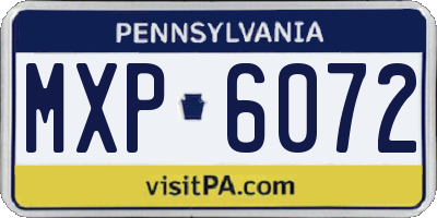 PA license plate MXP6072