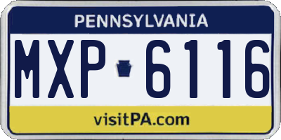 PA license plate MXP6116