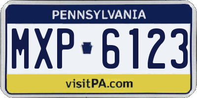 PA license plate MXP6123