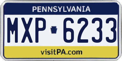 PA license plate MXP6233