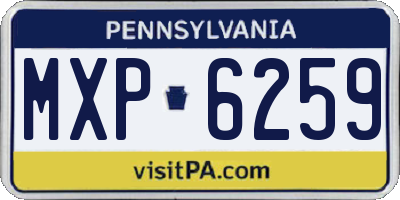 PA license plate MXP6259